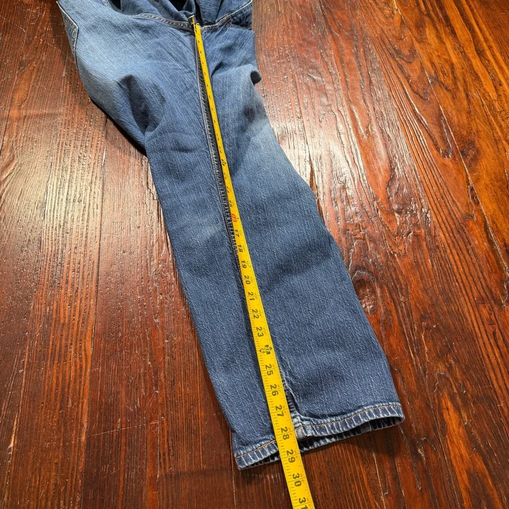 Levis 505 Jeans Mens 42x30 Blue Straight Leg Regular Fit Denim Faded Whiskers